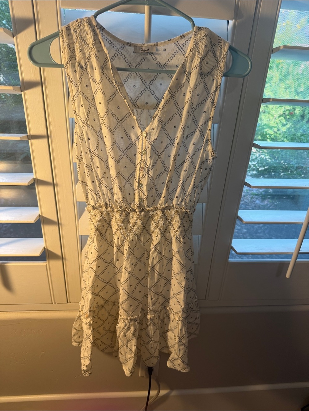 Rails White Sleeveless Eyelet V-Neck Summer Dress